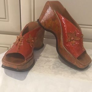 Platform Sandals/Slides,shoes/size 8, Orange/Italian, very light weight